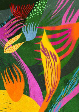 green and vibrant colorful digital collage 