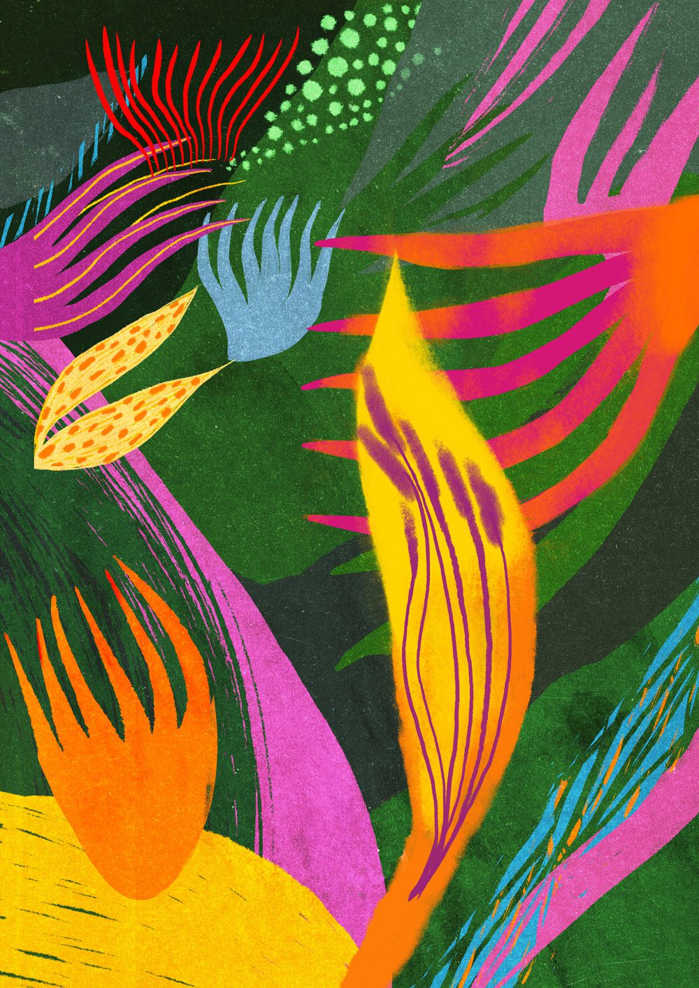 green and vibrant colorful digital collage