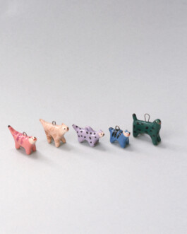 Handmade ceramic cat charms in colorful designs by Anja Bartelt 